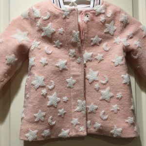Cat & Jack zip up Fleece stars Jacket coat Pink raised white Stars lined size 3T